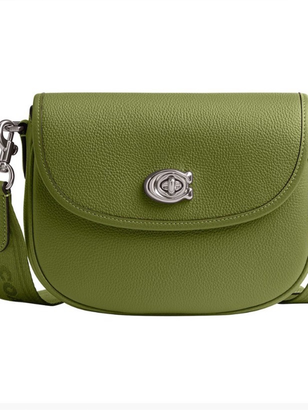 Coach Willow Lime Green Pebbled Leather Turnlock Crossbody NWT
